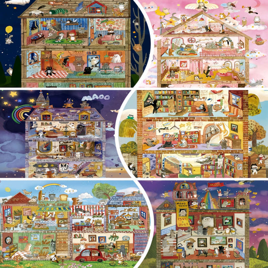 Meow Dream Town 3D Sticker | 6 Cute Miniature Scenes