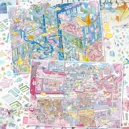 Floating Fantasies 3D Sticker | 2 Cute Miniature Scenes