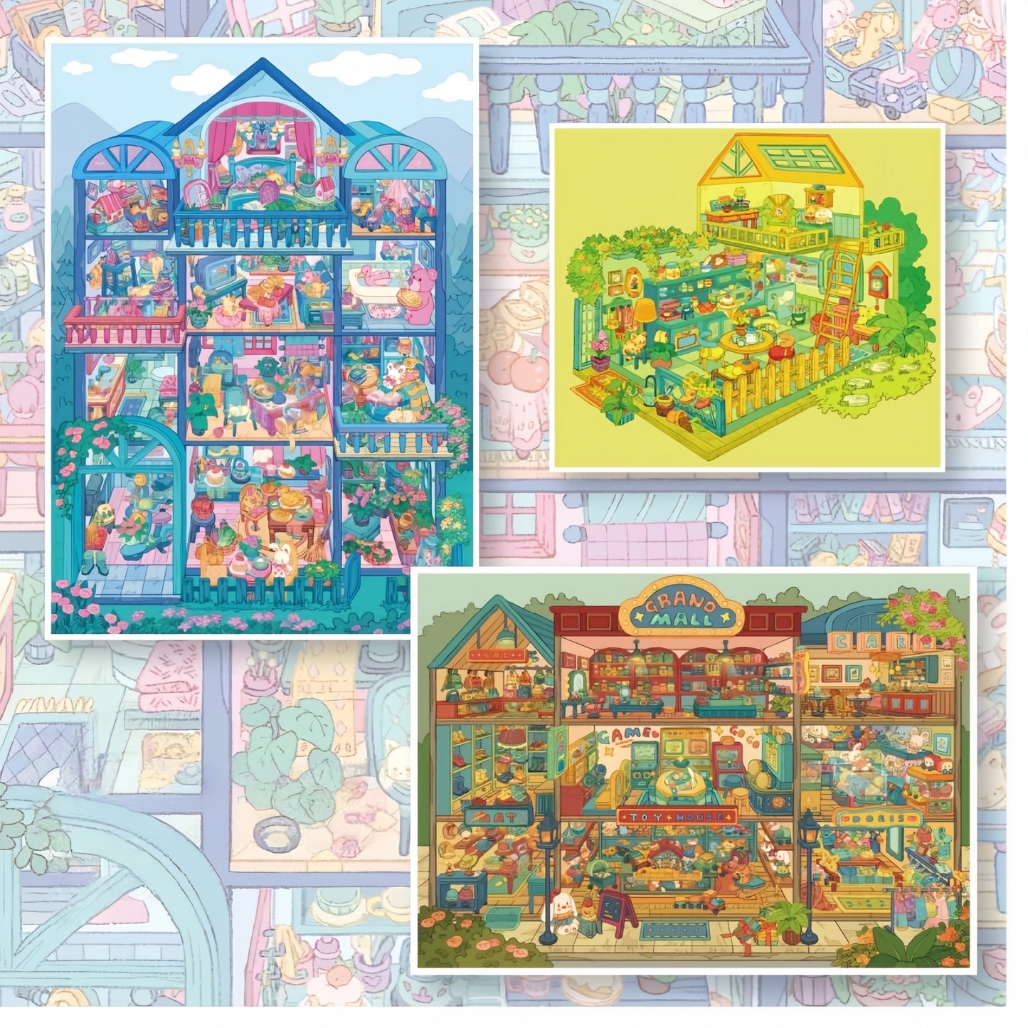 Dream Dwelling 3D Sticker | 3 Cute Miniature Scenes