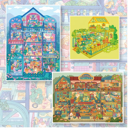 Dream Dwelling 3D Sticker | 3 Cute Miniature Scenes