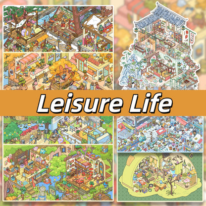 Leisure Life 3D Sticker | 7 Cute Miniature Scenes