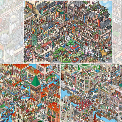 Street Scenes Memoir 3D Sticker | 3 Cute Miniature Scenes