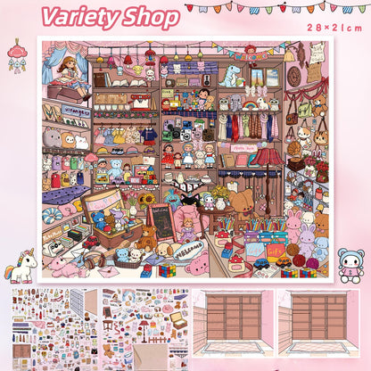 Little Shops 3D Sticker | 2 Cute Miniature Scenes