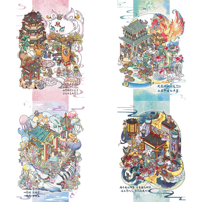 Celestial Realm 3D Sticker | 4 Cute Miniature Scenes