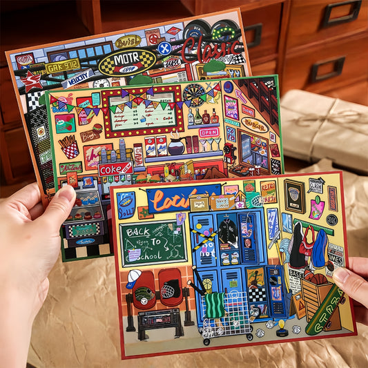 American Comic Style 3D Sticker | 3 Cute Miniature Scenes