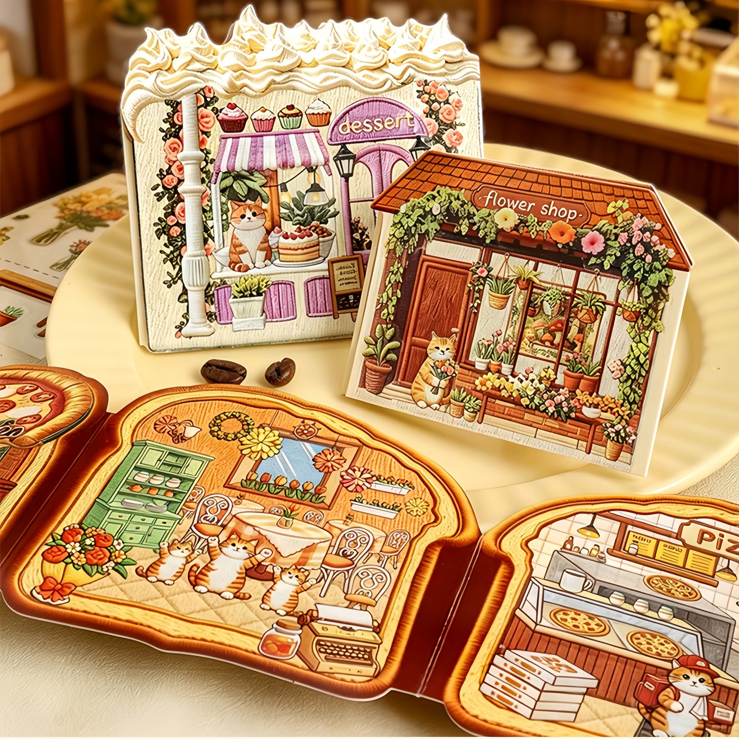 Corner Shop 3D Sticker | 4 Cute Miniature Scenes