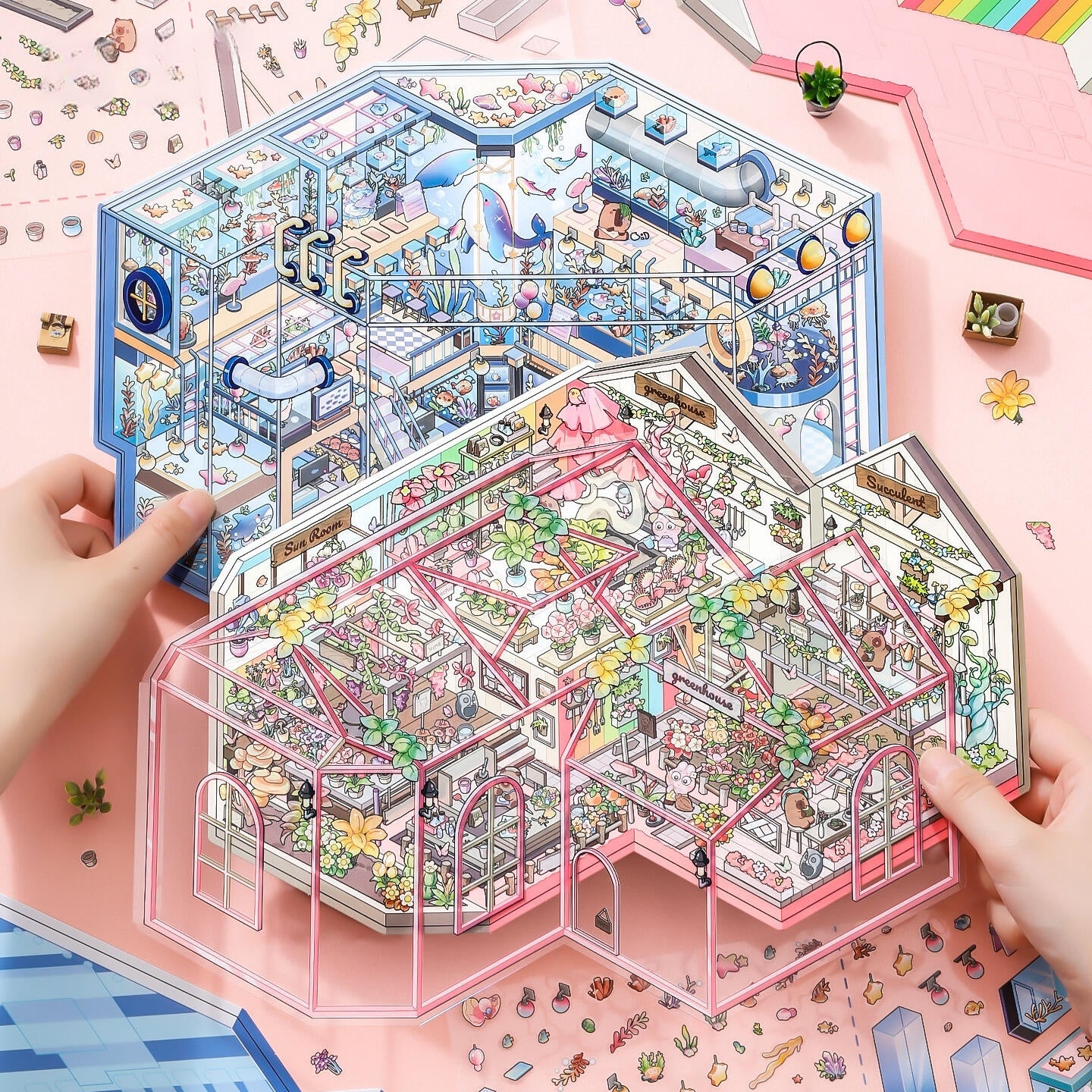 Leisure Daily 3D Sticker | 2 Cute Miniature Scenes