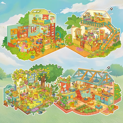 Small Garden 3D Sticker | 4 Cute Miniature Scenes