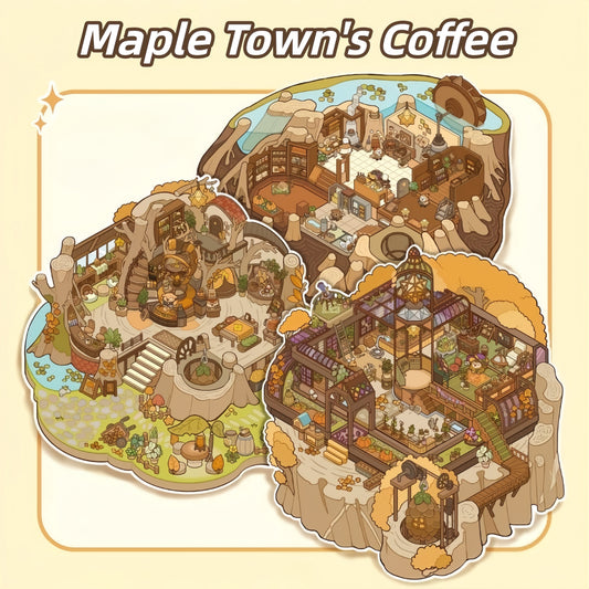 Maple Town's Coffee 3D Sticker | 3 Cute Miniature Scenes