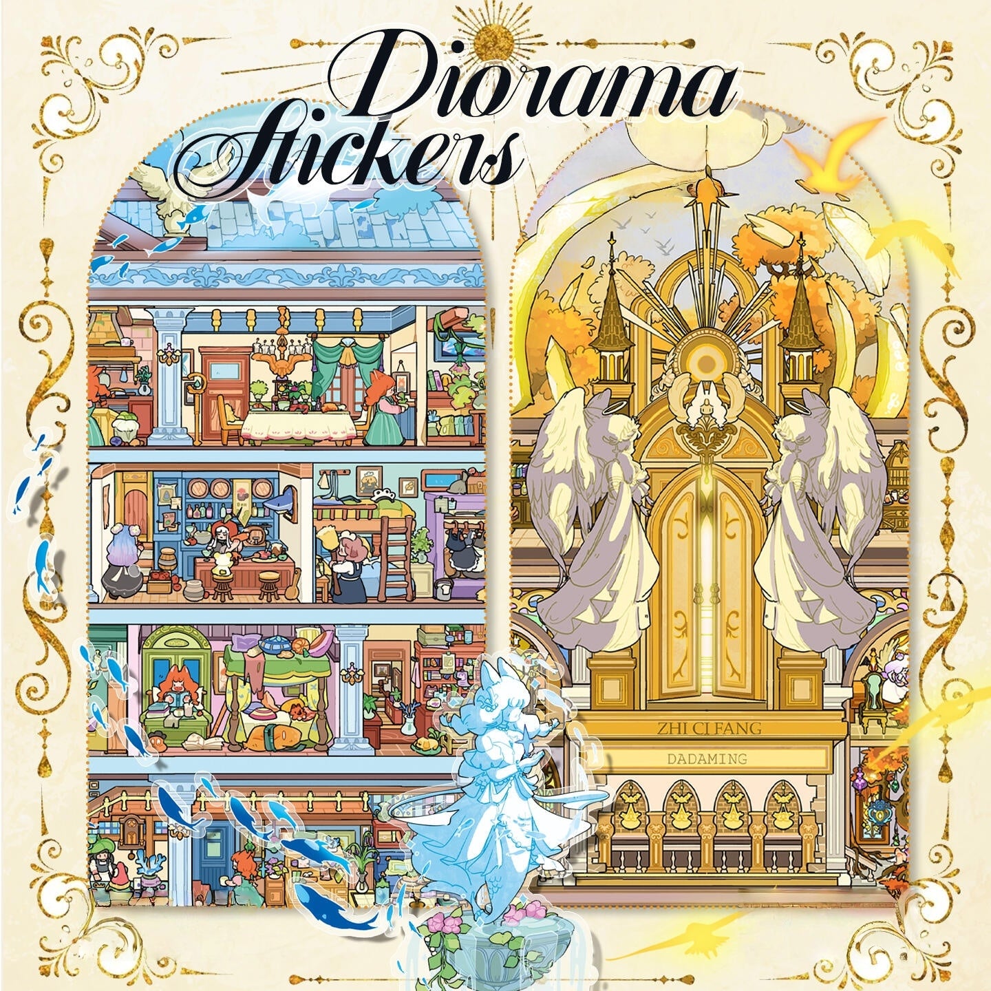 Diorama Fantasy Series 3D Sticker | 2 Cute Miniature Scenes