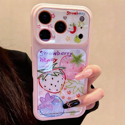 Colorful Line Strawberry Doodle Acrylic Phone Case