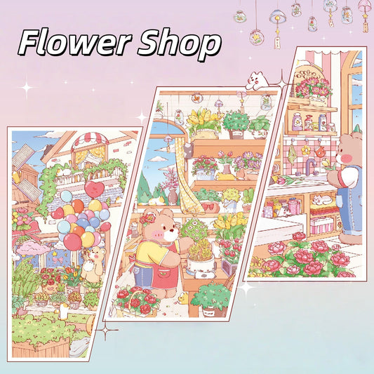 Flower Shop 3D Sticker | 3 Cute Miniature Scenes