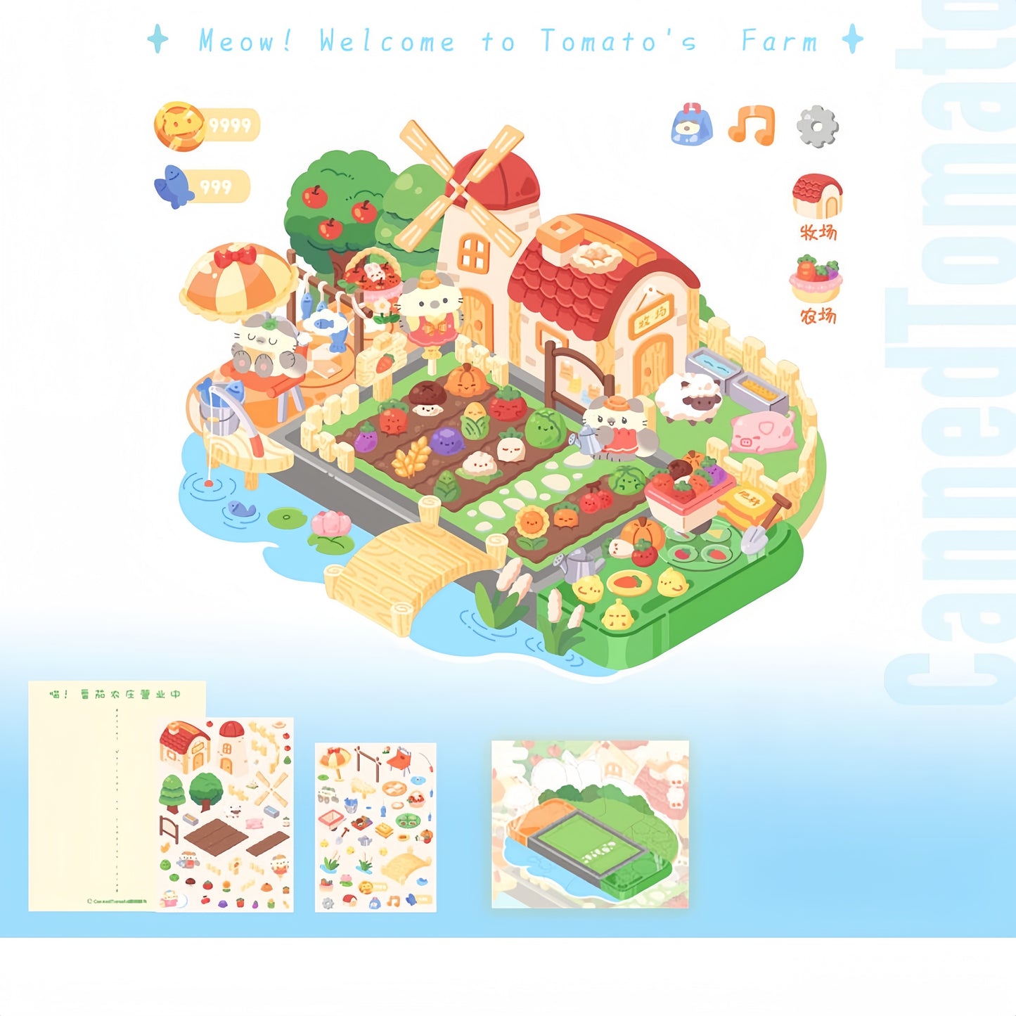 Tomato World 3D Sticker | 3 Cute Miniature Scenes