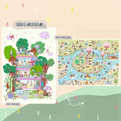Gugu Calendar 3D Sticker | 2 Cute Miniature Scenes