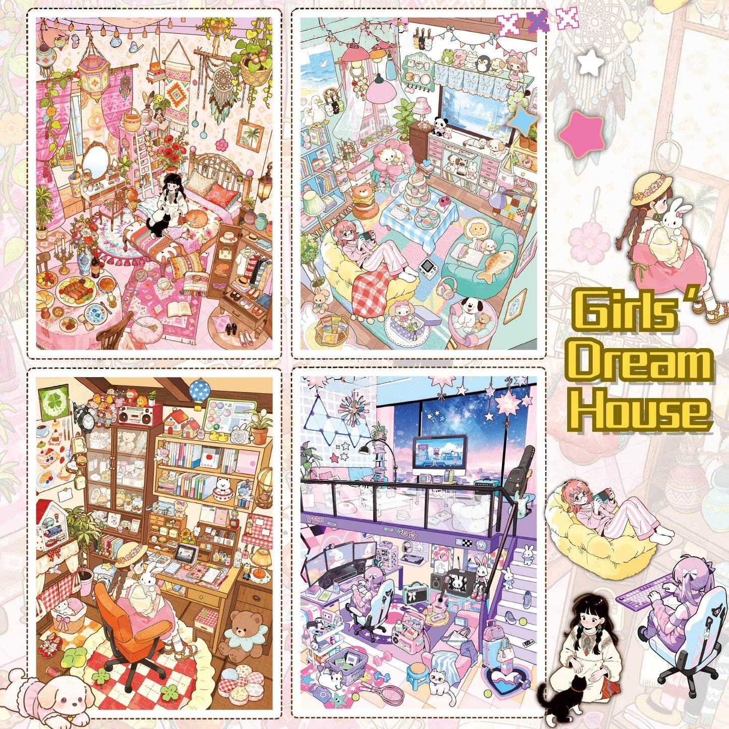 Girls’ Dream House 3D Sticker Book