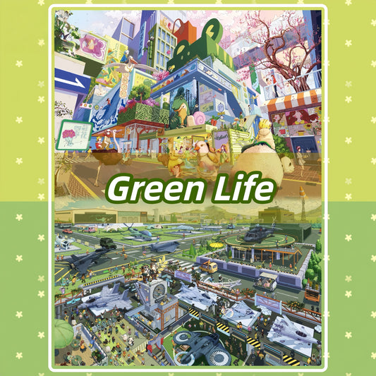 Green Life 3D Sticker | 2 Cute Miniature Scenes
