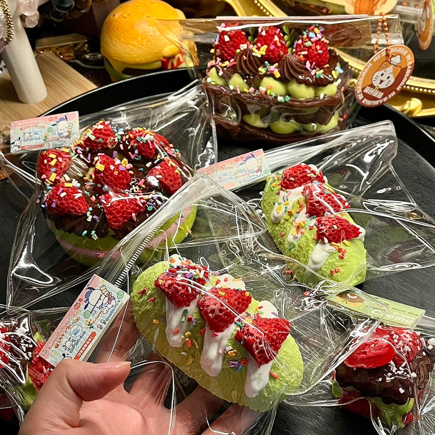 Matcha Strawberry Baguette Squishy