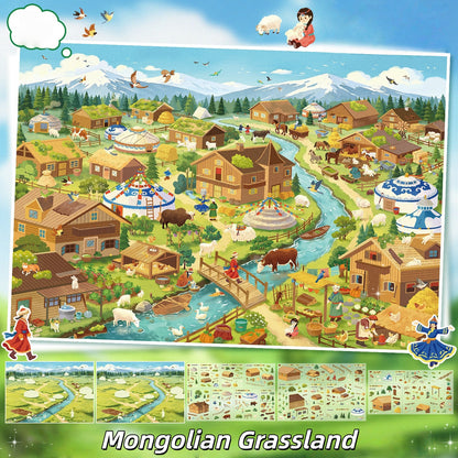 Endless Fields 3D Sticker | 2 Cute Miniature Scenes