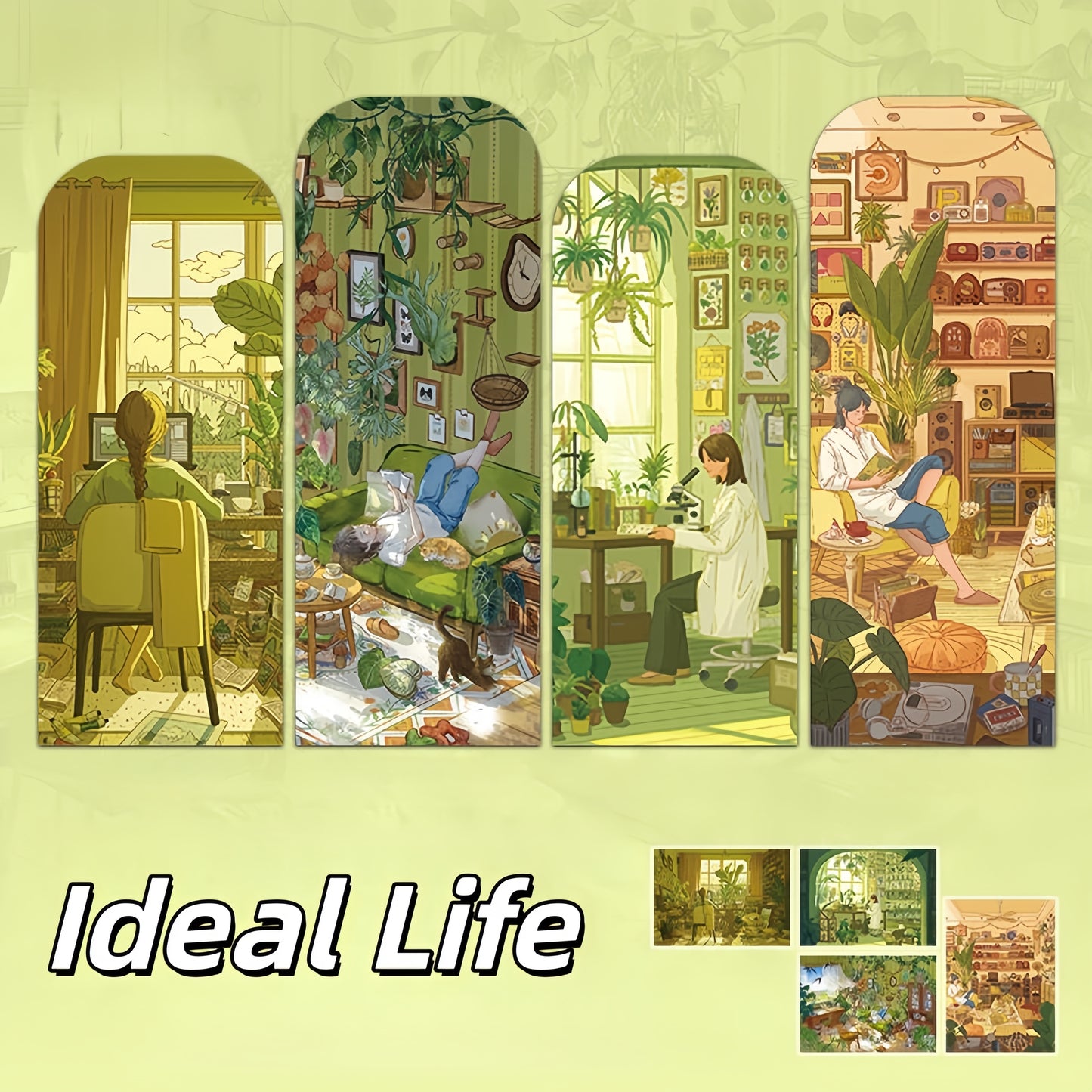 Ideal Life 3D Sticker | 4 Cute Miniature Scenes