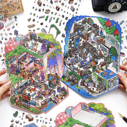 Dream Home 3D Sticker | 2 Cute Miniature Scenes