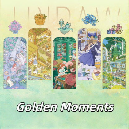 Golden Moments 3D Sticker | 5 Cute Miniature Scenes