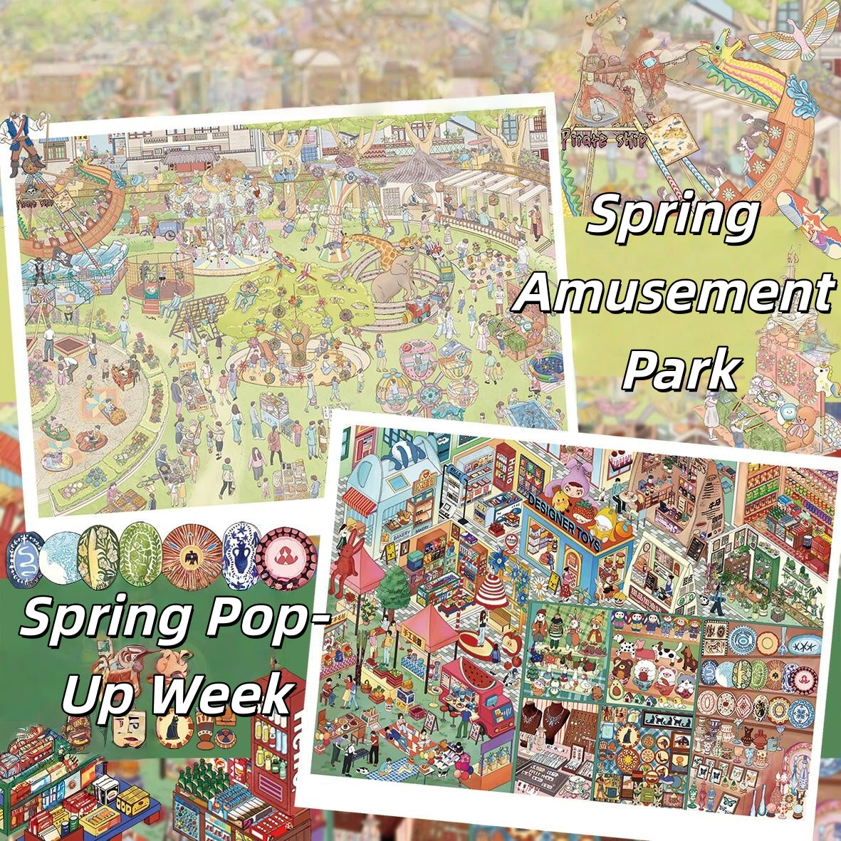 Spring Fling 3D Sticker | 2 Cute Miniature Scenes