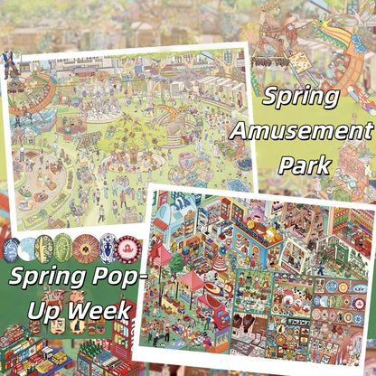 Spring Fling 3D Sticker | 2 Cute Miniature Scenes