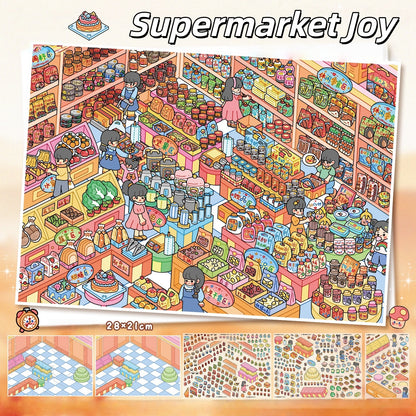 Everyday Shelves 3D Sticker | 2 Cute Miniature Scenes