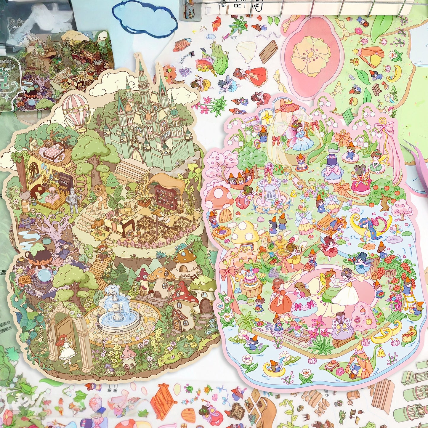 Enchanted Realms 3D Sticker | 2 Cute Miniature Scenes