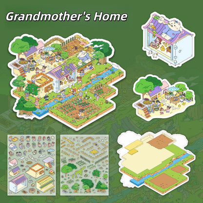 Grandma's Home 3D Sticker | 2 Cute Miniature Scenes
