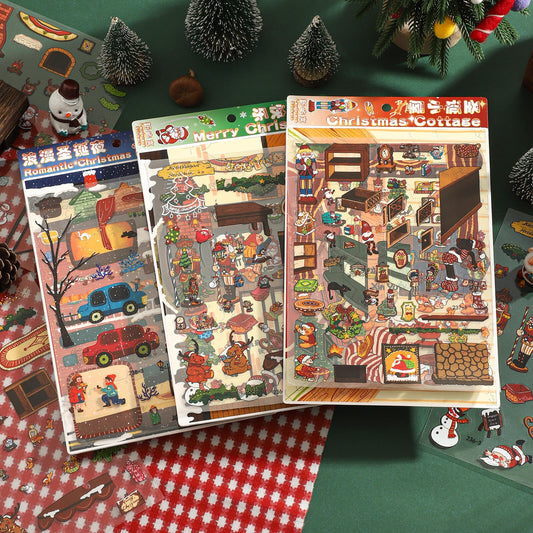 A Cozy Christmas 3D Sticker | 3 Cute Miniature Scenes