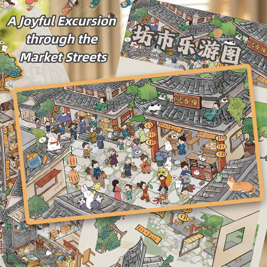 A Joyful Excursion through the Market Streets 3D Sticker