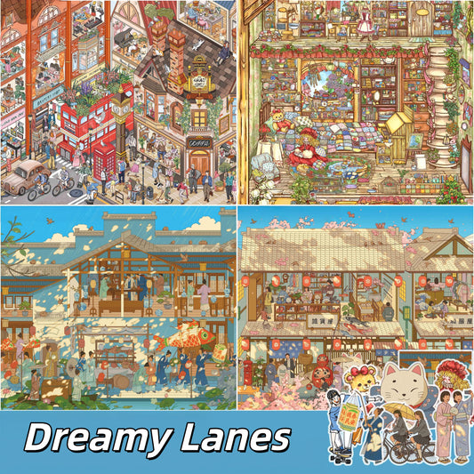 Dreamy Lanes 3D Sticker | 4 Cute Miniature Scenes