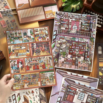 Open for Business 3D Sticker | 2 Cute Miniature Scenes
