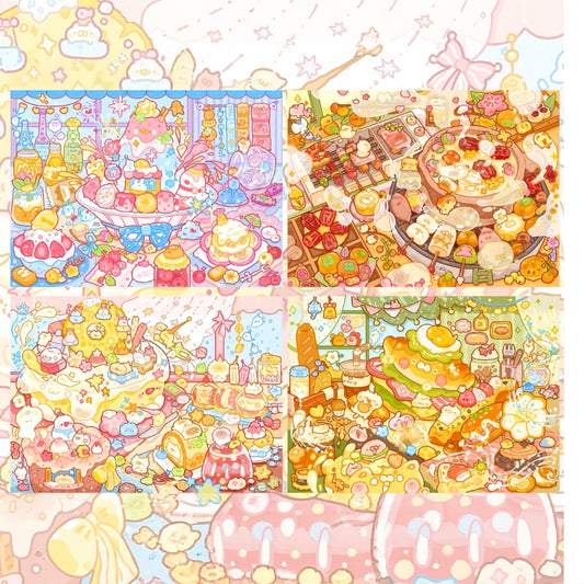 Healing Cuisine 3D Sticker | 4 Cute Miniature Scenes