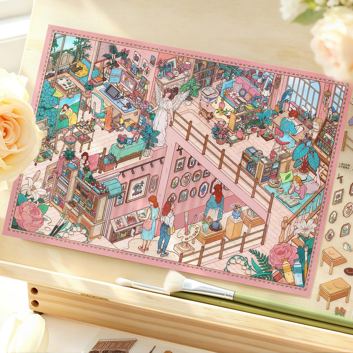 Rose Painting House 3D Sticker
