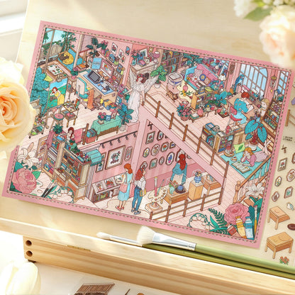Rose Painting House 3D Sticker