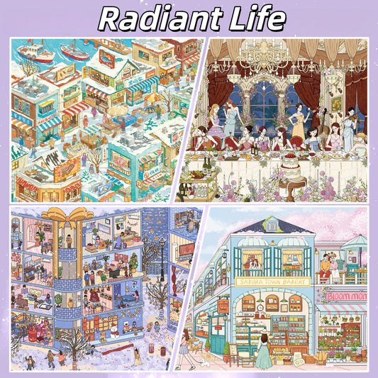Radiant Life 3D Sticker | 4 Cute Miniature Scenes