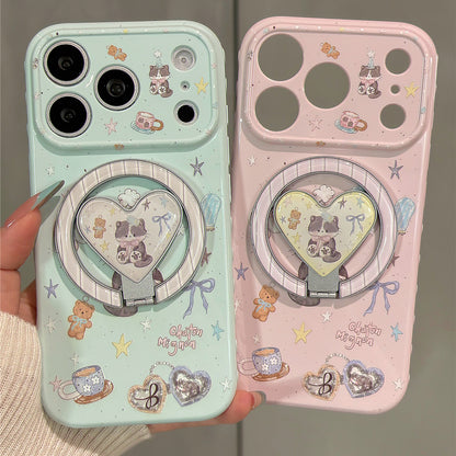 Coffee Bear & Kitty Magnetic Stand Acrylic Phone Case