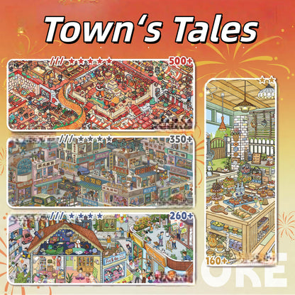 Town‘s Tales 3D Sticker | 4 Cute Miniature Scenes