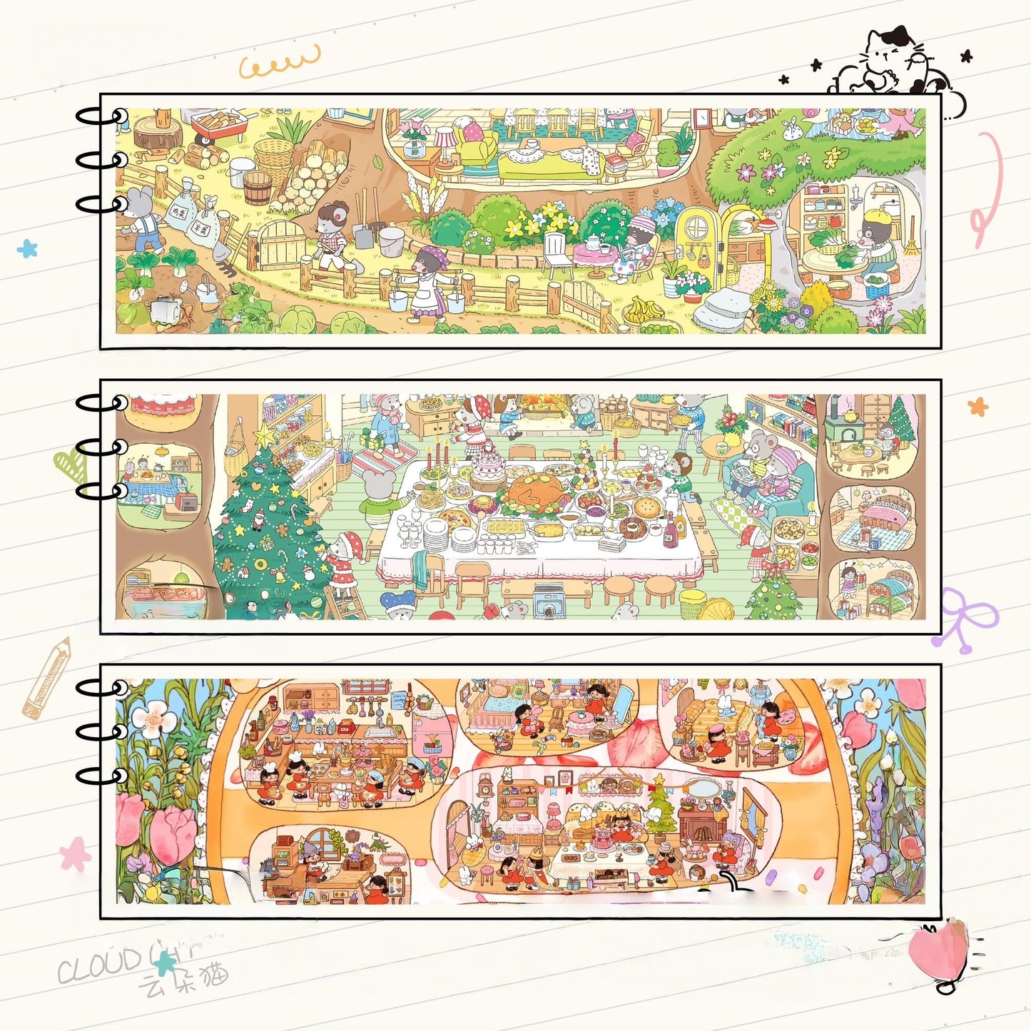 Little Feast 3D Sticker | 3 Cute Miniature Scenes