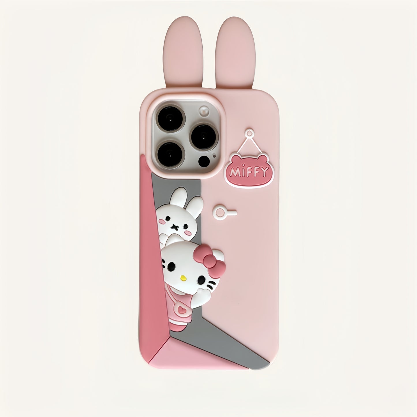 Cat and Bunny Waving Hello Silicone Phone Case