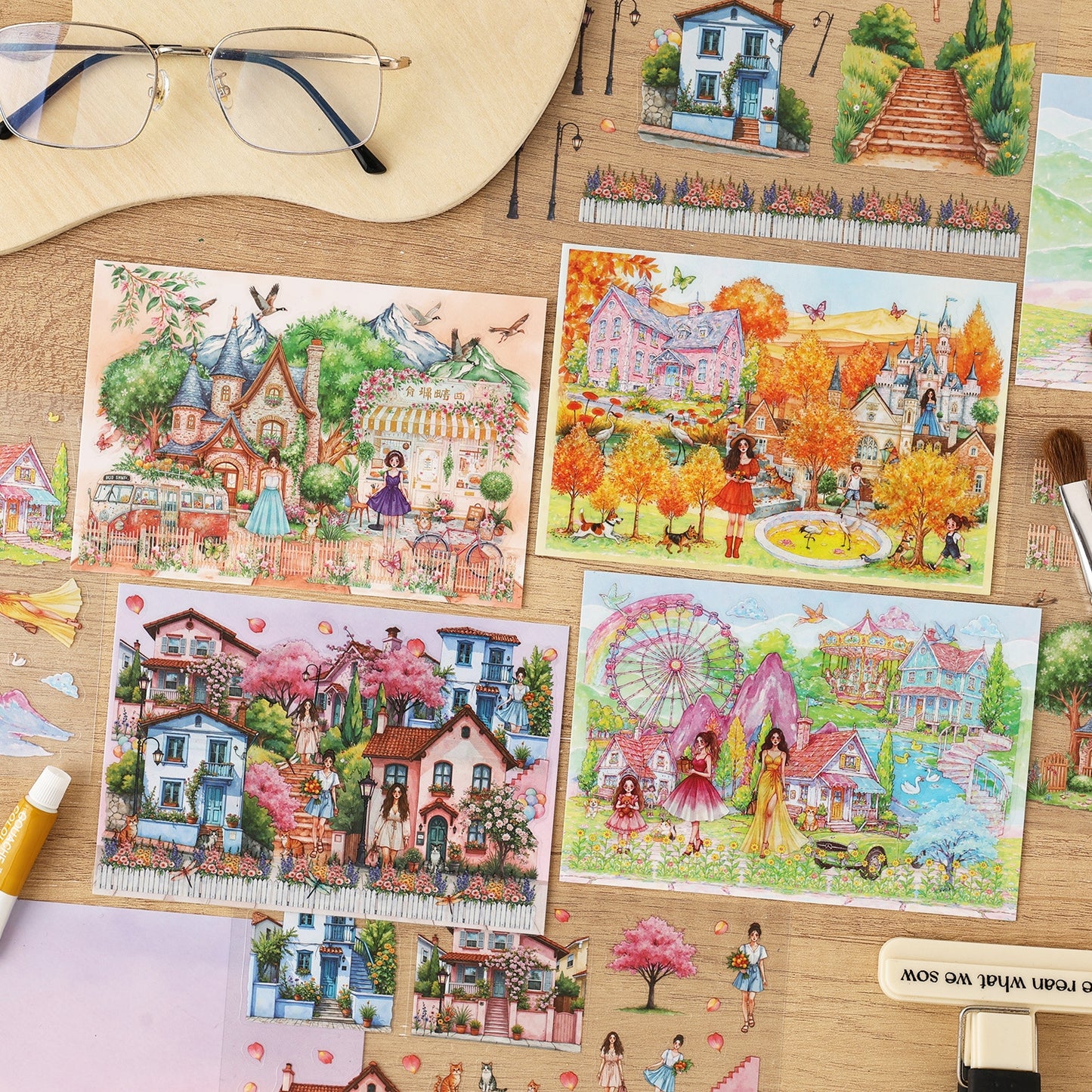 Scented Veil 3D Sticker | 4 Cute Miniature Scenes