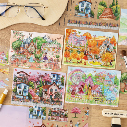 Scented Veil 3D Sticker | 4 Cute Miniature Scenes