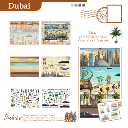 World Voyage 3D Sticker | 4 Cute Miniature Scenes