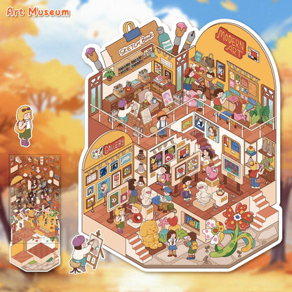 Simulation Management 3D Sticker | 2 Cute Miniature Scenes