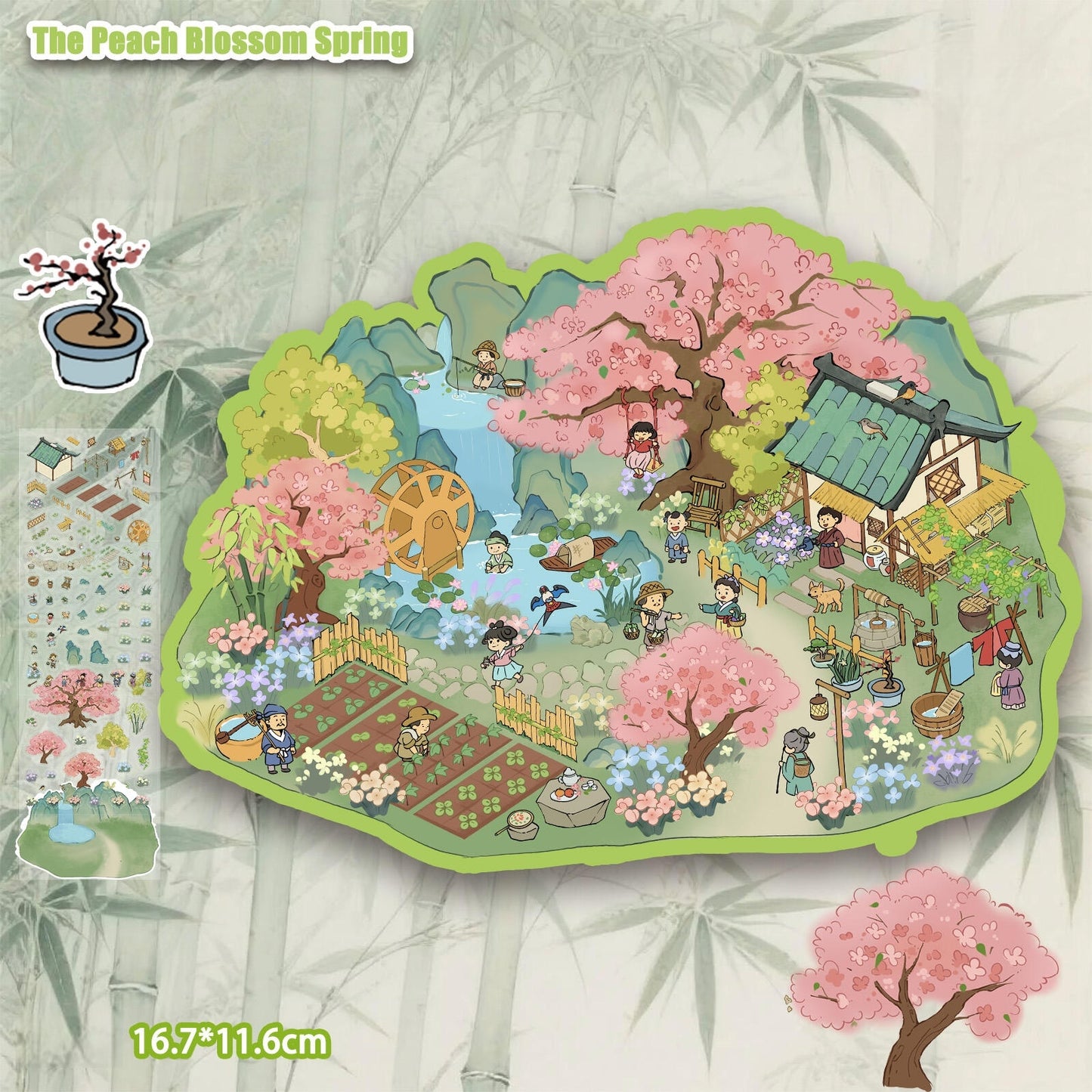 The Peach Blossom Spring 3D Sticker