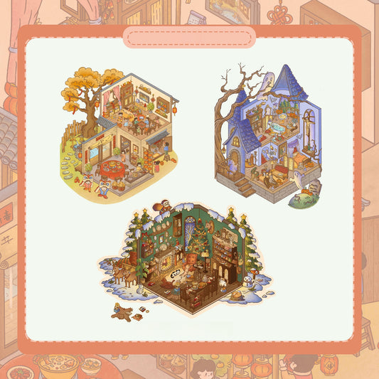 Festival Series 3D Sticker | 3 Cute Miniature Scenes