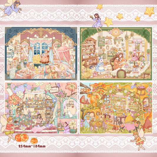 A Sip of Comfort 3D Sticker | 4 Cute Miniature Scenes