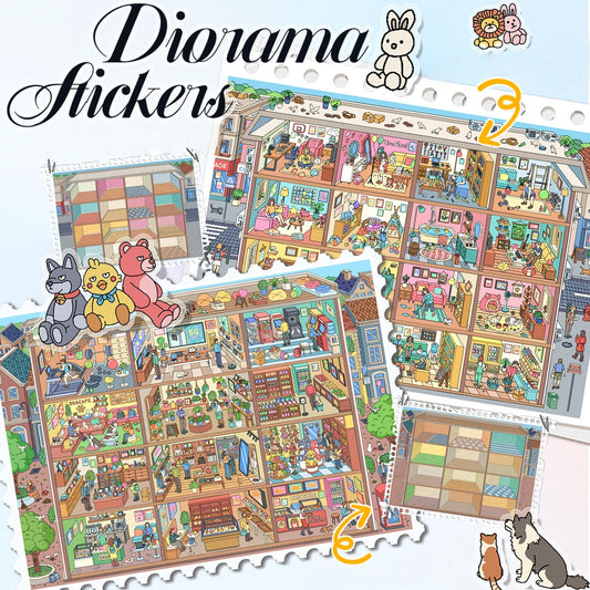 Street Daily 3D Sticker | 2 Cute Miniature Scenes